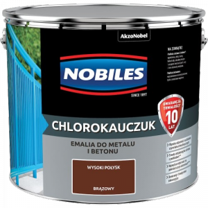 Chlorokauczuk 10L BRĄZ-OWY Nobiles farba metalu betonu emalia brązowa stali żeliwa