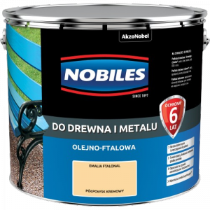 Nobiles olejna 10L KREMOWY kremowa Ftalonal farba olejno-ftalowa drewna metalu betonu emalia