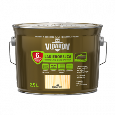 Vidaron Lakierobejca 2,5L L01 Bezbarwny do drewna ochronno-dekoracyjna połysk