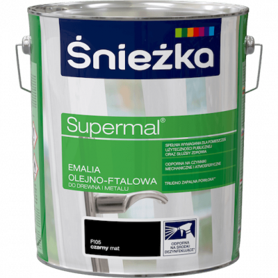Śnieżka Olejna CZARNY MAT F105 czarna 10L Supermal farba olejno-ftalowa drewna metalu emalia