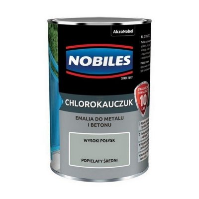 Chlorokauczuk 0,9L POPIELATY ŚREDNI Nobiles farba metalu betonu emalia szary stali żeliwa