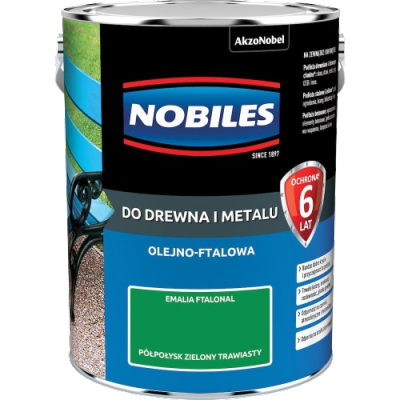 Nobiles olejna 5L ZIELONY TRAWIASTY zielona Ftalonal farba olejno-ftalowa drewna metalu betonu emalia