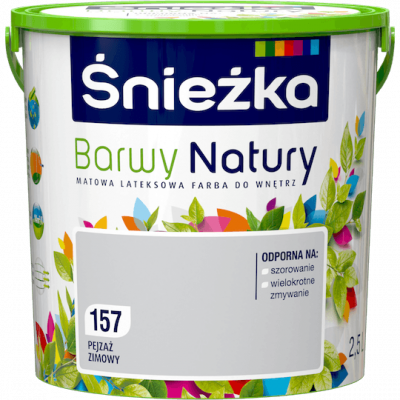 Śnieżka Barwy Natury 2,5L Pejzaż Zimowy 157 mat farba do wnętrz ścian sufitów emulsja