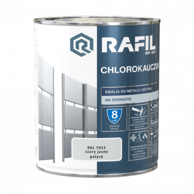 Rafil Chlorokauczuk 0,75L Szary Jasny RAL7035 szara farba metalu betonu emalia chlorokauczukowa