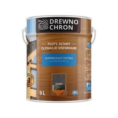 Drewnochron SZARY 9L Impregnat Extra do drewna powłokotwórczy płotów altan elewacji