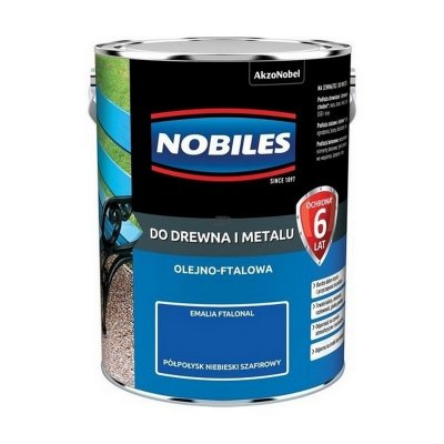 Nobiles olejna 5L NIEBIESKI SZAFIROWY Ftalonal farba olejno-ftalowa drewna metalu betonu emalia