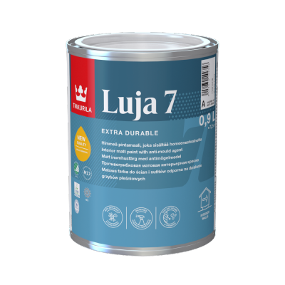 Tikkurila Luja 7 0,9L BIAŁA MAT farba akrylowa do pomieszczeń wilgotnych ścian i sufitów wnętrz