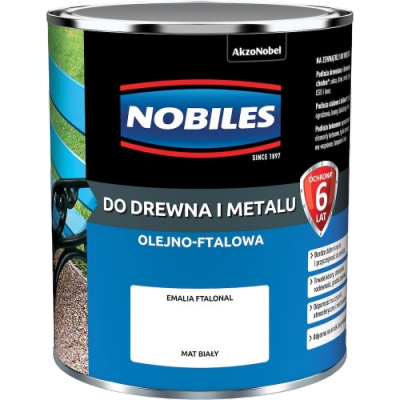 Nobiles olejna 0,7L BIAŁY MAT biała Ftalonal farba olejno-ftalowa drewna metalu betonu emalia