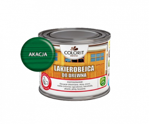 Colorit Lakierobejca Do Drewna 375ml AKACJA ZIELONY szybkoschnąca satynowa farba wodna boazerii elewacji okien drzwi