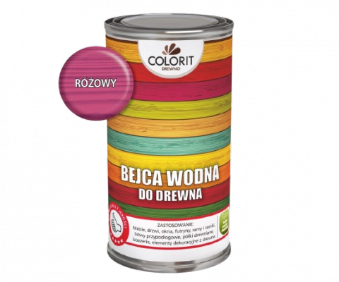 Colorit Bejca Wodna do drewna 0,5L RÓŻOWY 500ml szybkoschnąca bezzapachowa dekoracyjna
