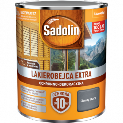 Sadolin Extra lakierobejca 0,75L SZARY CIEMNY PÓŁMAT do drewna fasad domków okien drzwi