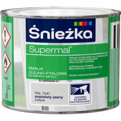 Śnieżka Olejna POPIELATY JASNY RAL7047 szara 0,2L Supermal farba olejno-ftalowa drewna metalu emalia połysk