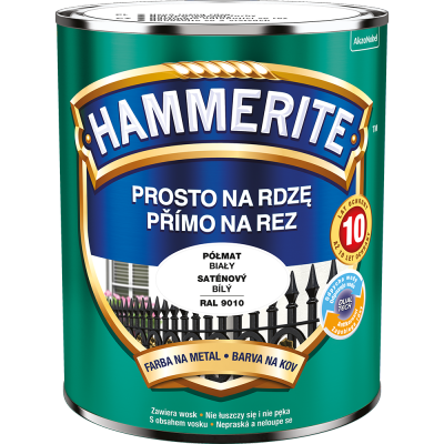 Hammerite Na Rdzę 0,7L BIAŁY RAL9010 PÓŁMAT hamerite farba szybkoschnąca antykorozyjna gruntoemalia biała