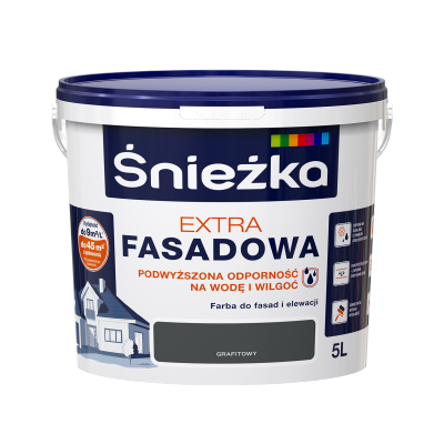 Śnieżka Farba Fasadowa 5L GRAFIT-OWY elewacyjna zewnętrzna Do Fasad i Elewacji Akrylowa extra fasada 