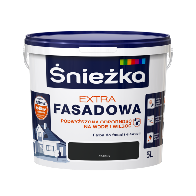 Śnieżka Farba Fasadowa 5L CZARNA elewacyjna zewnętrzna Do Fasad i Elewacji Akrylowa extra fasada 
