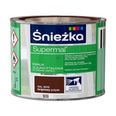 Śnieżka Olejna BRĄZ-OWY RAL8016 brązowa 0,2L Supermal farba olejno-ftalowa drewna metalu emalia połysk