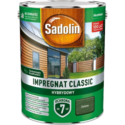 Sadolin Classic impregnat 4,5L ZIELONY do drewna clasic Hybrydowy płotów altanek fasad