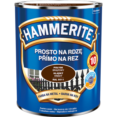 Hammerite Na Rdzę 0,7L BRĄZ-OWY RAL8011 POŁYSK hamerite farba szybkoschnąca antykorozyjna gruntoemalia