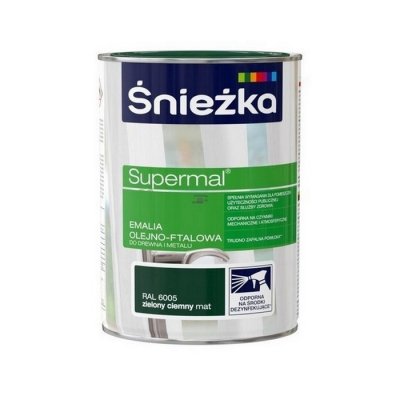 Śnieżka Olejna ZIELONY CIEMNY RAL6005 MAT 0,8L Supermal farba olejno-ftalowa drewna metalu emalia