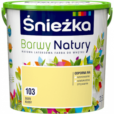 Śnieżka Barwy Natury 2,5L Złote Kłosy 103 mat farba do wnętrz ścian sufitów emulsja