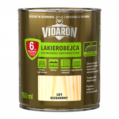 Vidaron Lakierobejca 0,75L L01 Bezbarwny do drewna ochronno-dekoracyjna połysk