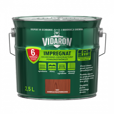 Vidaron Impregnat 2,5L V07 Sekwoja Kalifornijska do drewna powłokotwórczy ochronny ogrodzeń altan elewacji ochronny