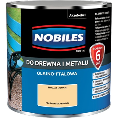 Nobiles olejna 0,25L KREMOWY kremowa Ftalonal farba olejno-ftalowa drewna metalu betonu emalia