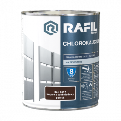 Rafil Chlorokauczuk 0,75L BRĄZ-OWY Czekoladowy RAL8017 brązowa farba metalu betonu emalia chlorokauczukowa