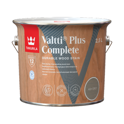 Tikkurila Lakierobejca 2,5L ASH GREY popielaty Valtti Plus Complete szybkoschnąca impregnująca