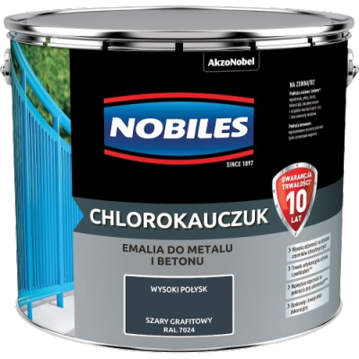 Chlorokauczuk 10L RAL7024 SZARY GRAFIT-OWY Nobiles farba metalu betonu emalia stali żeliwa