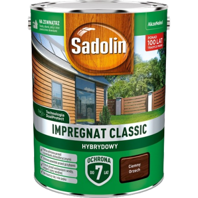 Sadolin Classic impregnat 4,5L CIEMNY ORZECH do drewna clasic Hybrydowy płotów altanek fasad