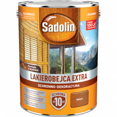 Sadolin Extra lakierobejca 5L MAHOŃ 7 PÓŁMAT do drewna fasad domków okien drzwi