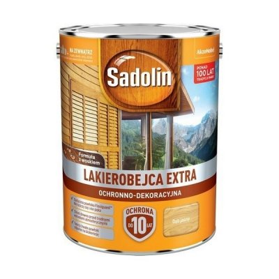 Sadolin Extra lakierobejca 10L DĄB JASNY 57 PÓŁMAT do drewna fasad domków okien drzwi