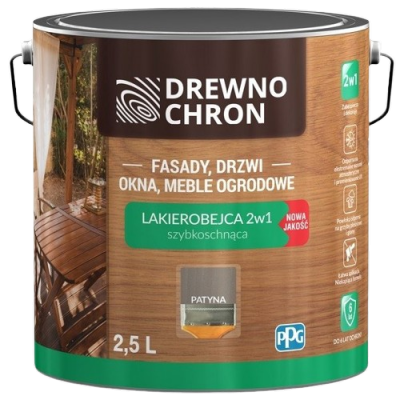 Drewnochron 2w1 Lakierobejca PATYNA szary 2,5L do drewna szybkoschnąca wodna wewnętrzna zewnętrzna podbitki altanki