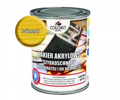 Colorit Lakier Akrylowy Drewna 0,75L PÓŁMAT 750ml BEZBARWNY z filtrami UV do wewnątrz i na zewnątrz nieżółknący