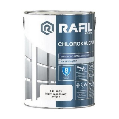 Rafil Chlorokauczuk 5L Biały Sygnałowy RAL9003 biała farba metalu betonu emalia chlorokauczukowa 