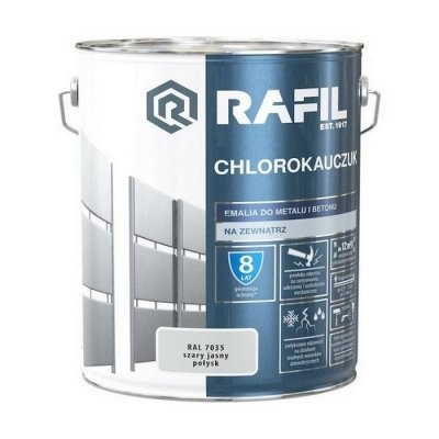 Rafil Chlorokauczuk 10L Szary Jasny RAL7035 szara farba metalu betonu emalia chlorokauczukowa