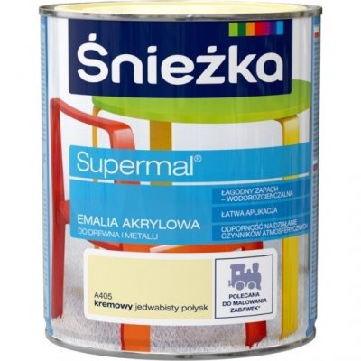 Śnieżka Emalia Akrylowa 0,8L KREMOWY A405 POŁYSK JEDWABISTY Farba Supermal