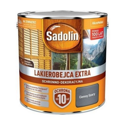 Sadolin Extra lakierobejca 2,5L SZARY CIEMNY PÓŁMAT do drewna fasad domków okien drzwi