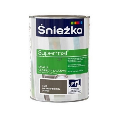 Śnieżka Olejna POPIELATY CIEMNY F597 szara 0,8L Supermal farba olejno-ftalowa drewna metalu emalia połysk
