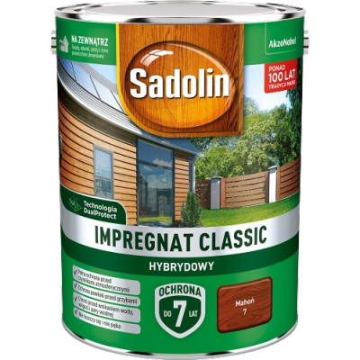 Sadolin Classic impregnat 4,5L MAHOŃ 7 do drewna clasic Hybrydowy płotów altanek fasad
