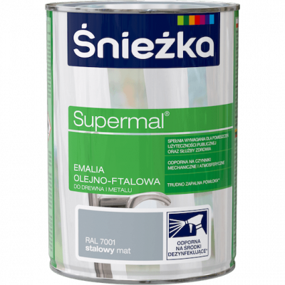 Śnieżka Olejna STALOWY MAT RAL7001 szara 0,8L Supermal farba olejno-ftalowa drewna metalu emalia