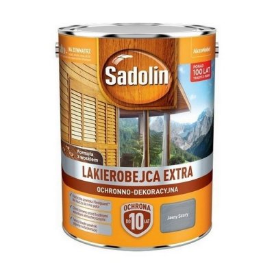 Sadolin Extra lakierobejca 10L SZARY JASNY PÓŁMAT do drewna fasad domków okien drzwi