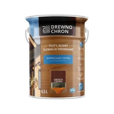 Drewnochron ORZECH CIEMNY 4,5L Impregnat Extra do drewna powłokotwórczy płotów altan elewacji