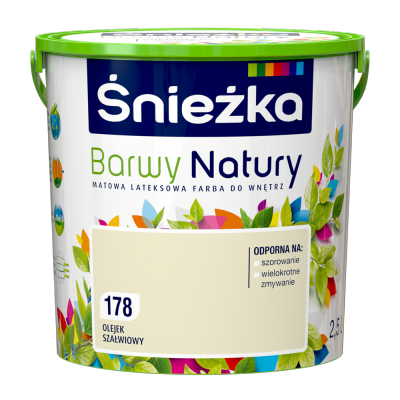 Śnieżka Barwy Natury 2,5L Olejek Szałwiowy 178 mat farba do wnętrz ścian sufitów emulsja