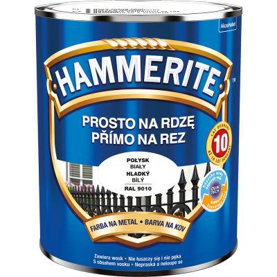 Hammerite Na Rdzę 0,7L BIAŁY RAL9010 POŁYSK hamerite farba szybkoschnąca antykorozyjna gruntoemalia biała