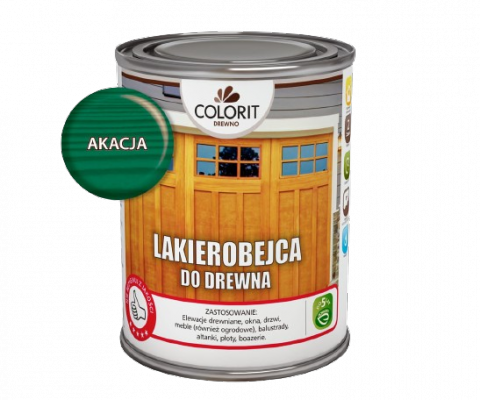 Colorit Lakierobejca Do Drewna 0,75L AKACJA ZIELONY szybkoschnąca satynowa farba wodna boazerii elewacji okien drzwi