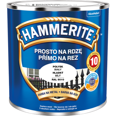 Hammerite Na Rdzę 0,25L BIAŁY RAL9010 POŁYSK hamerite farba szybkoschnąca antykorozyjna gruntoemalia biała