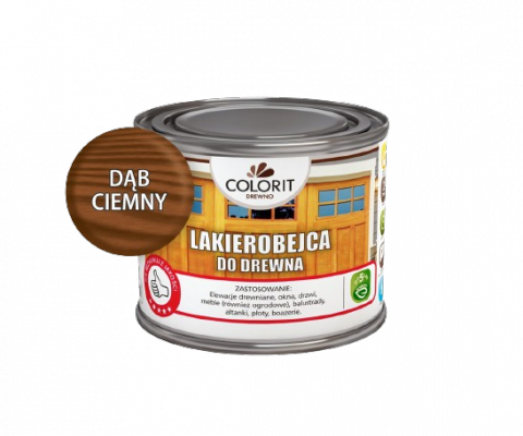 Colorit Lakierobejca Do Drewna 375ml DĄB CIEMNY szybkoschnąca satynowa farba wodna boazerii elewacji okien drzwi
