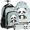 PANDA PLECAK NA KÓŁKACH Z MISIEM DLA DZIEWCZYNEK SZKOLNY KOMPLET 3w1